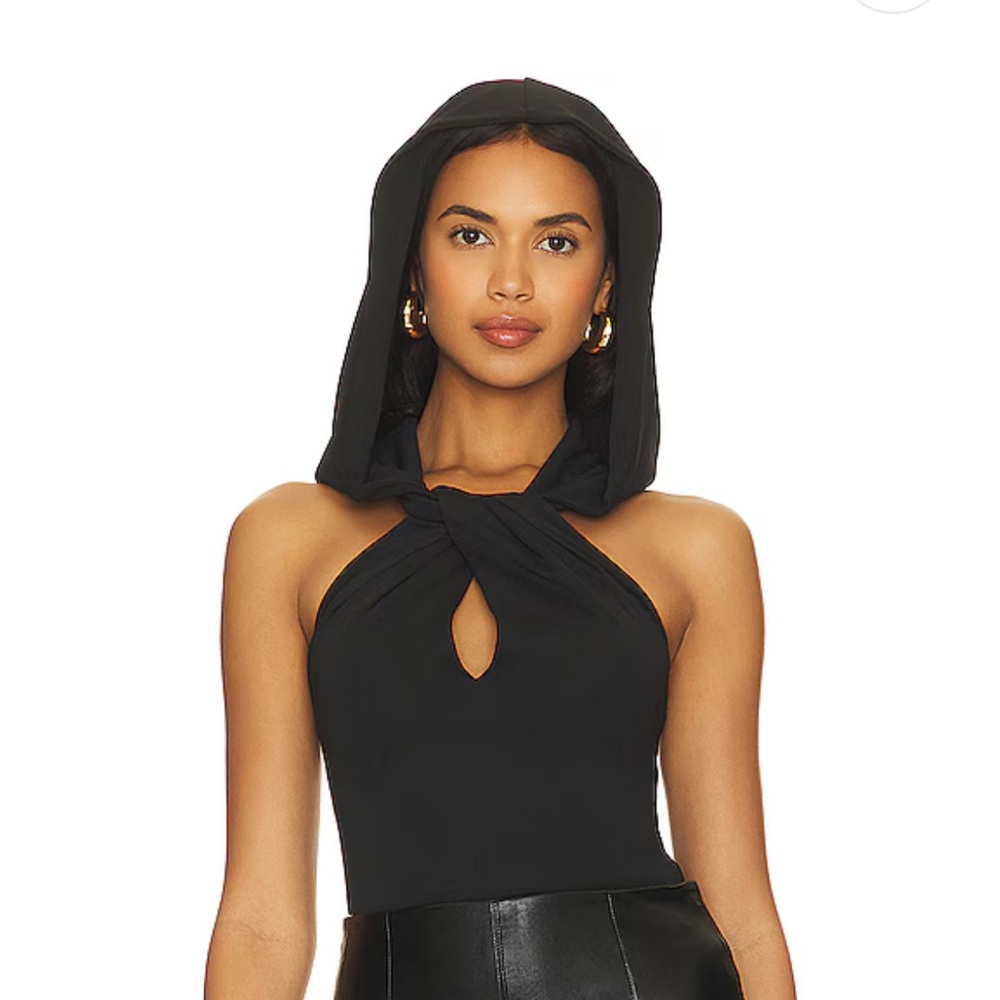 NICHOLAS ANNALISE HOODED BODY SUIT - NWT - BLACK - SIZE SMALL